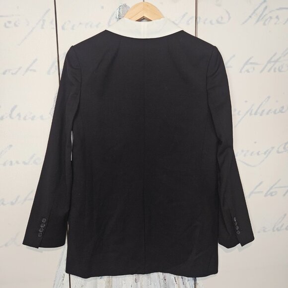 NWT Equipment Quincy Blazer Size 2 Black White Shawl Collar 100% Wool $475 - Picture 3 of 9